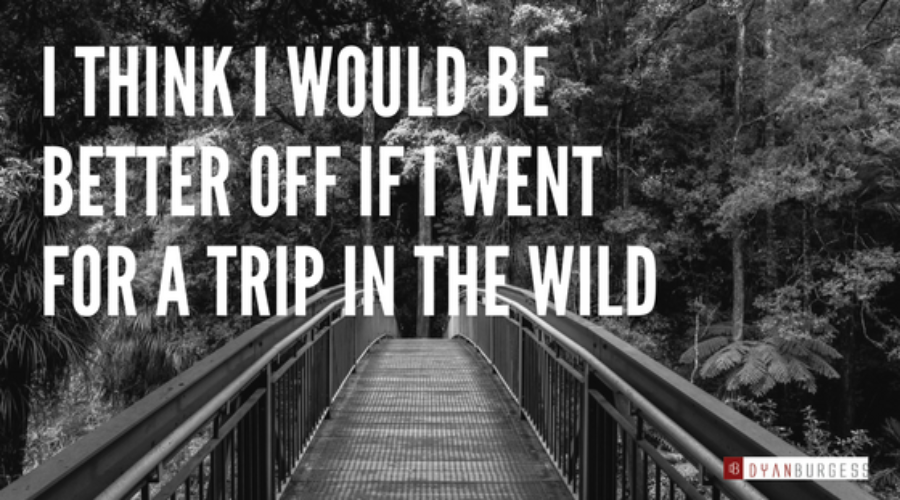 I think I would be better off if I went for a trip in the wild